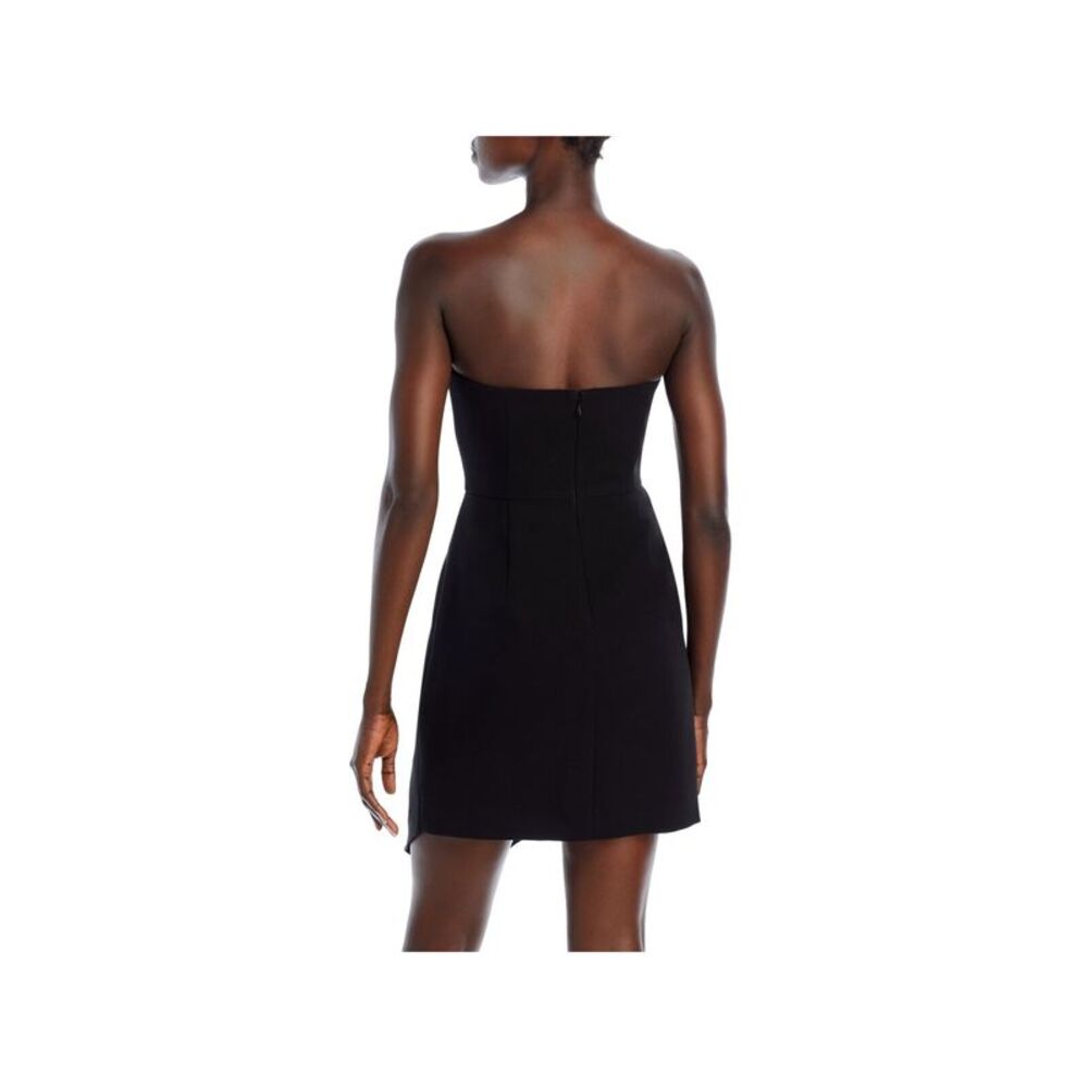 LIV FOSTER Womens Black Mesh Insert Asymmetric Hem Sleeveless Sheath Dress 6 - Picture 2 of 3